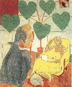 Henri Matisse Two Female Figures and a Dog (Blue Dress and Net-Patterned Dress) (mk35) oil painting artist